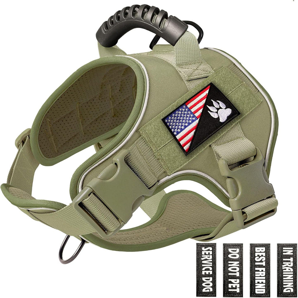 Blissnox Heavy-Duty Dog Harness with Handle - Adjustable Reflective Pet Vest for Service/Training Dogs, 4 Removable Patches, 4 Sizes & 4 Colors