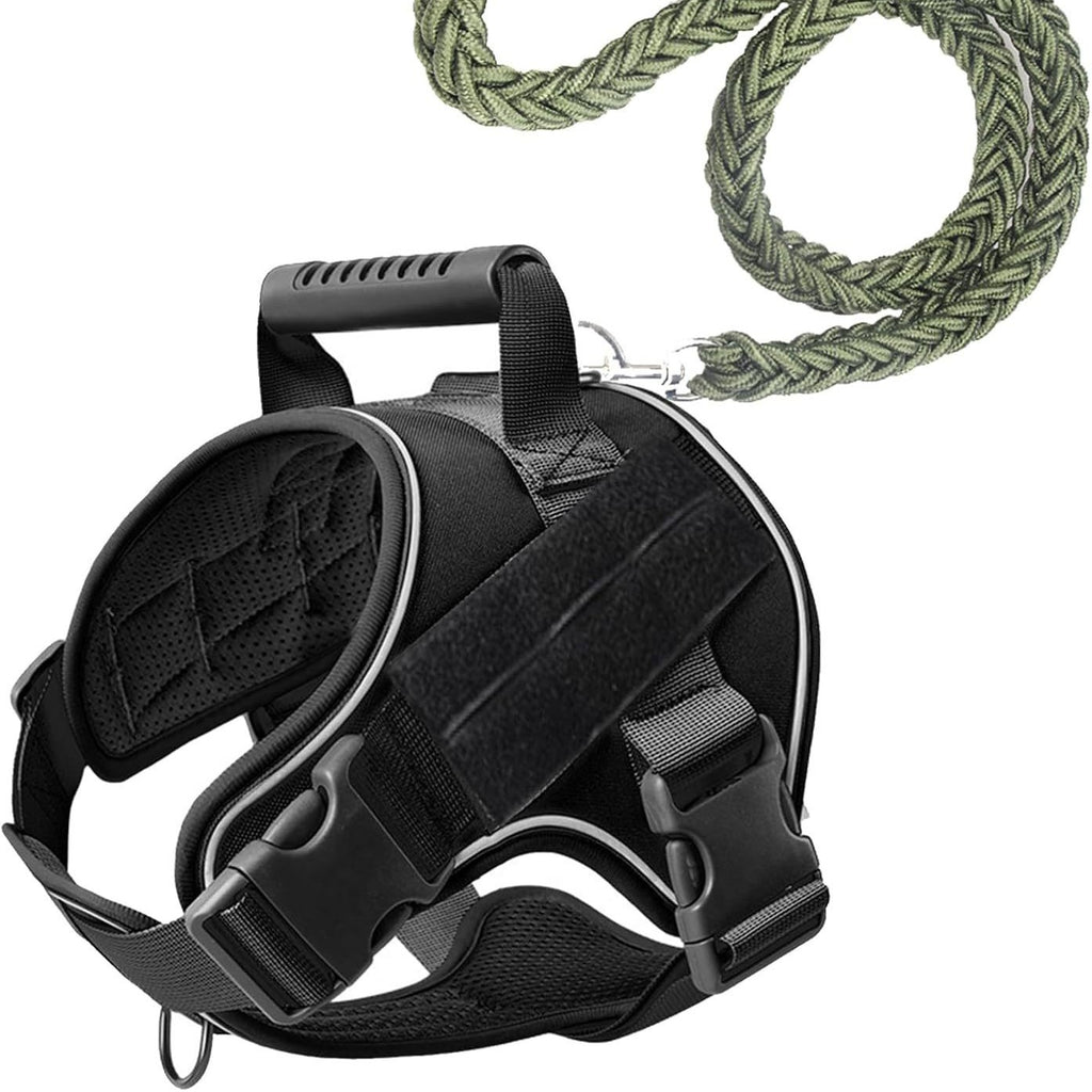 Blissnox Heavy-Duty Dog Harness with Handle - Adjustable Reflective Pet Vest for Service/Training Dogs, 4 Removable Patches, 4 Sizes & 4 Colors