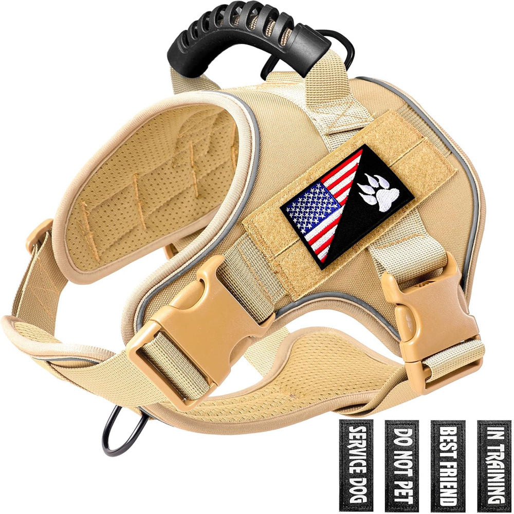 Blissnox Heavy-Duty Dog Harness with Handle - Adjustable Reflective Pet Vest for Service/Training Dogs, 4 Removable Patches, 4 Sizes & 4 Colors