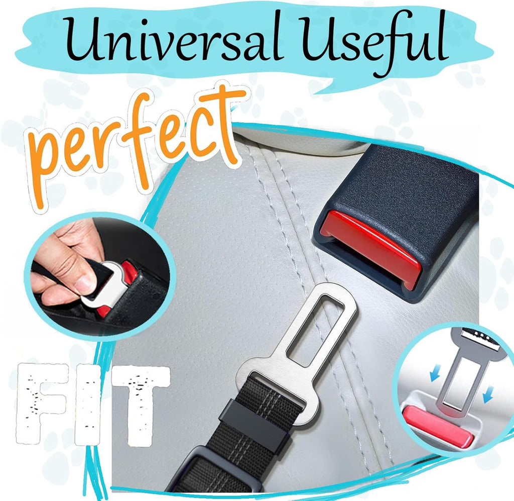 Dog Seat Belt for Car - 2-in-1 Adjustable Pet Safety Harness Restraint with Elastic Bungee, Heavy Duty Nylon Dog Car Leash for Small Medium Large Dogs