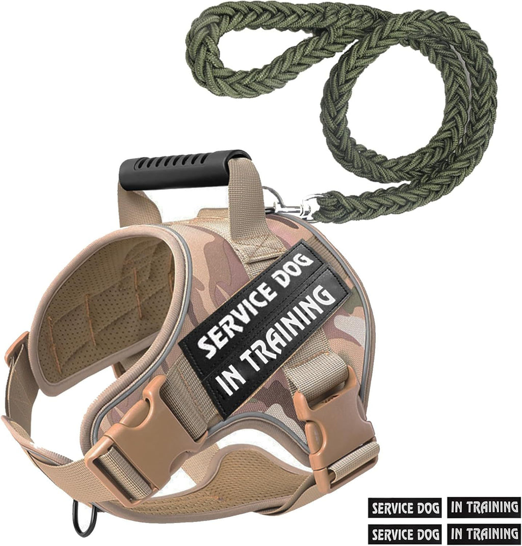 Blissnox Heavy-Duty Dog Harness with Handle - Adjustable Reflective Pet Vest for Service/Training Dogs, 4 Removable Patches, 4 Sizes & 4 Colors